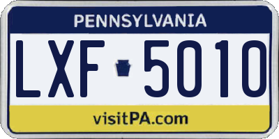 PA license plate LXF5010