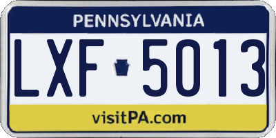 PA license plate LXF5013