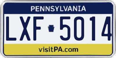PA license plate LXF5014
