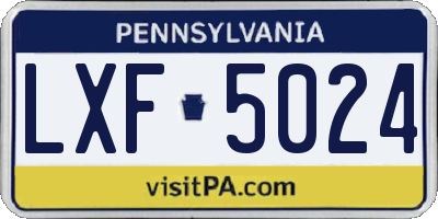 PA license plate LXF5024