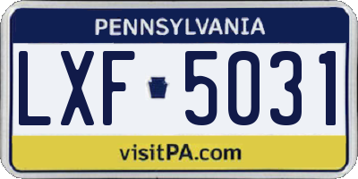 PA license plate LXF5031