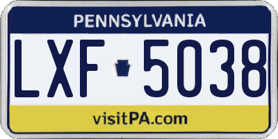 PA license plate LXF5038