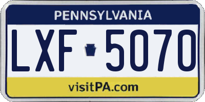 PA license plate LXF5070