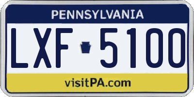 PA license plate LXF5100