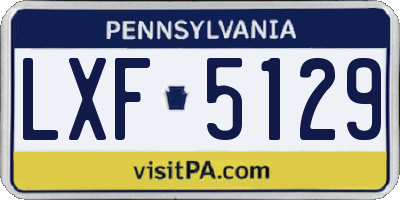PA license plate LXF5129