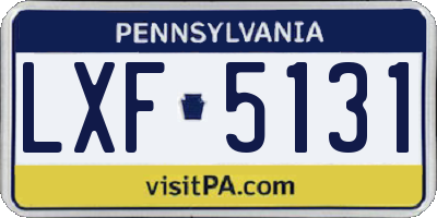 PA license plate LXF5131