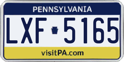 PA license plate LXF5165