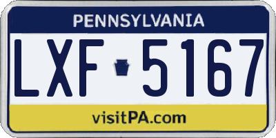 PA license plate LXF5167