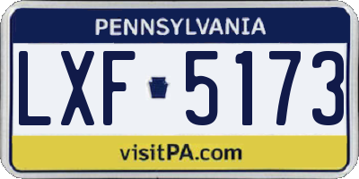 PA license plate LXF5173