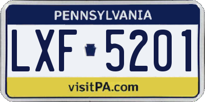 PA license plate LXF5201