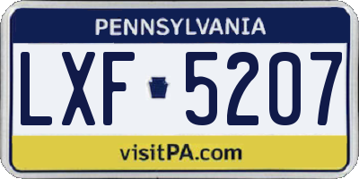 PA license plate LXF5207