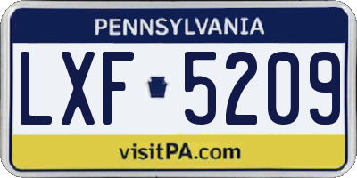 PA license plate LXF5209