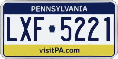 PA license plate LXF5221