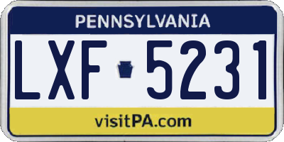 PA license plate LXF5231