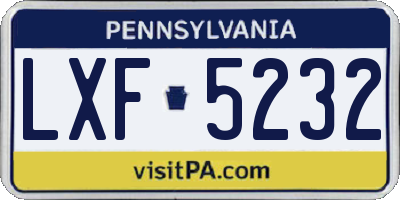 PA license plate LXF5232