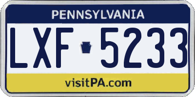 PA license plate LXF5233