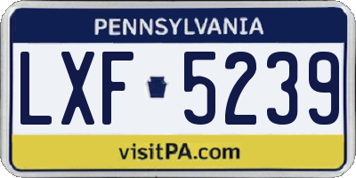 PA license plate LXF5239