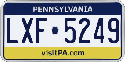 PA license plate LXF5249