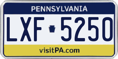 PA license plate LXF5250