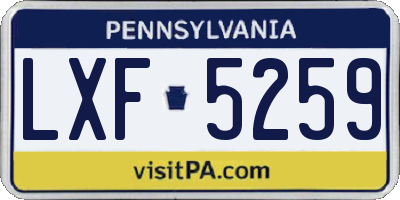 PA license plate LXF5259