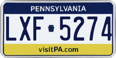 PA license plate LXF5274