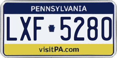 PA license plate LXF5280
