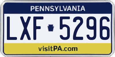 PA license plate LXF5296