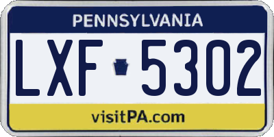 PA license plate LXF5302