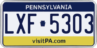 PA license plate LXF5303