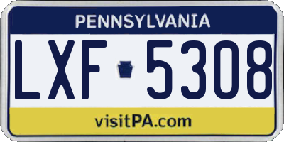 PA license plate LXF5308
