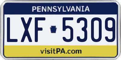 PA license plate LXF5309