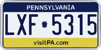 PA license plate LXF5315