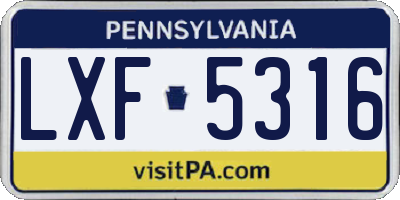 PA license plate LXF5316