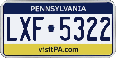 PA license plate LXF5322