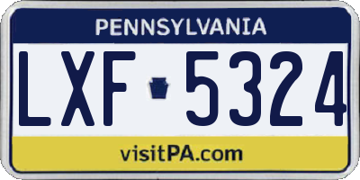 PA license plate LXF5324