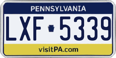 PA license plate LXF5339