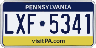 PA license plate LXF5341