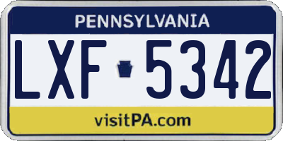 PA license plate LXF5342