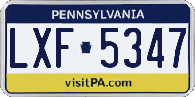 PA license plate LXF5347