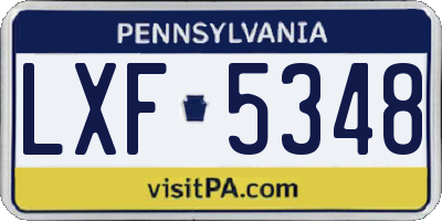 PA license plate LXF5348