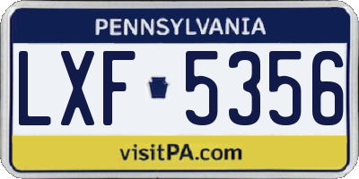 PA license plate LXF5356