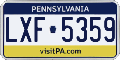 PA license plate LXF5359
