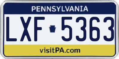 PA license plate LXF5363