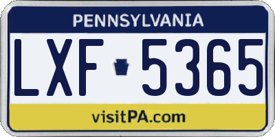 PA license plate LXF5365