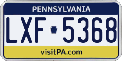 PA license plate LXF5368