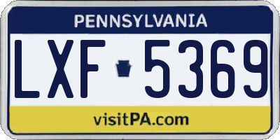 PA license plate LXF5369