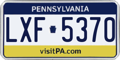PA license plate LXF5370
