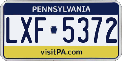 PA license plate LXF5372