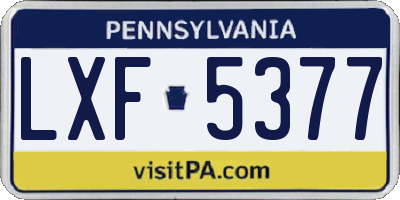 PA license plate LXF5377