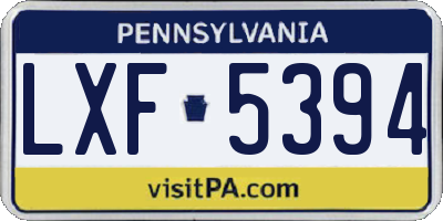 PA license plate LXF5394